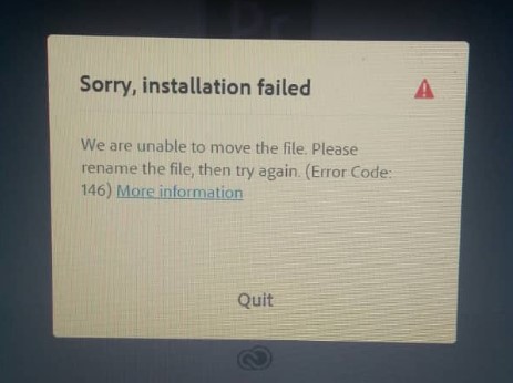 موقع نصب نرم افزار پریمیر پیام تغییر نام move file فایل نشان داده میشود