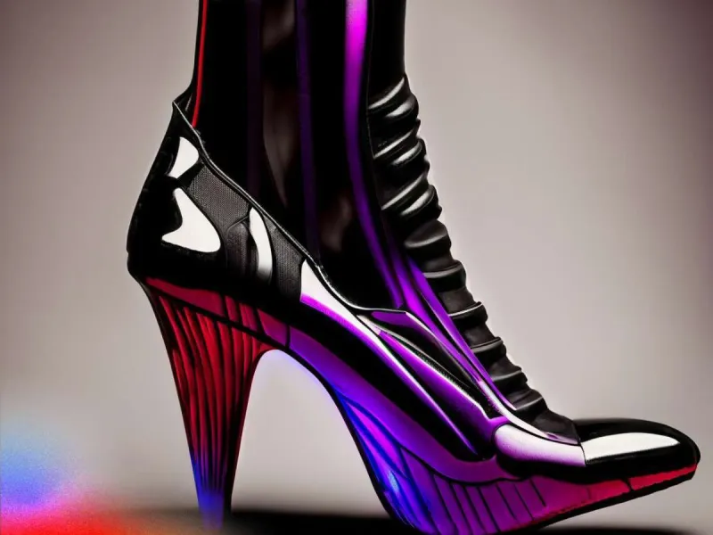 studio shot of futuristic high heels