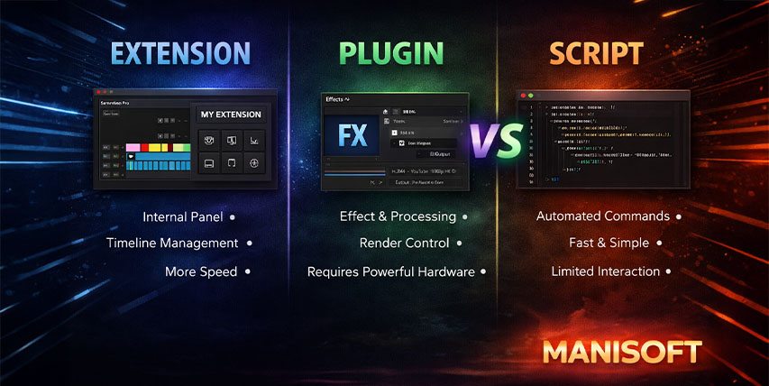 تفاوت Extension، Plugin و Script در پریمیر پرو چیست؟