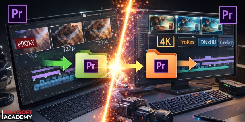 تفاوت Proxy و Transcode در پریمیر پرو | راهنمای کامل انتخاب