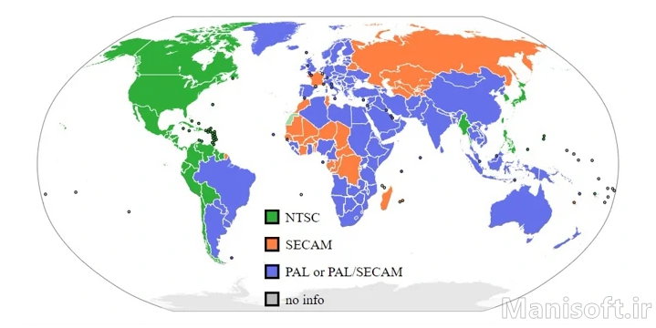 چه مناطقی از پال PAL و چه مناطقی از ان تی اس سی NTSC استفاده میکنند؟
